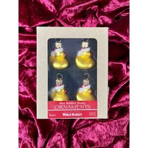 Vintage Christmas Glass Ornament Set Mini Rubber Ducky World Market Poland 2005